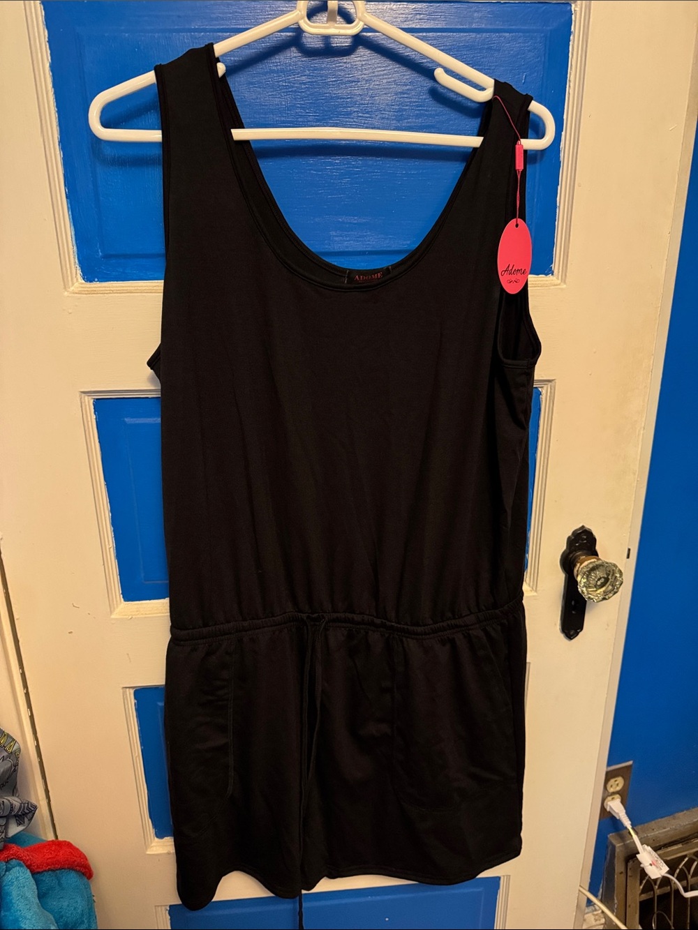 Black Sleeveless Drawstring Waist Romper